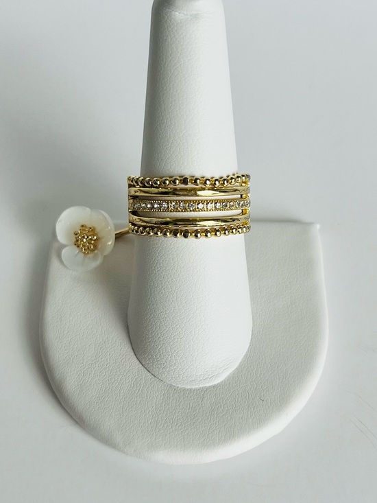 INC International Concepts Jewelry - INC International Concepts Gold-Tone Layered Crystal Stack Ring Size 9